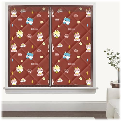 Winter Thermo Vorhang Fenster-Isolierfolie Kälteschutz Wärmedämmung Oxford Tuch Baumwol Winddichter Thermo Cover(Orange,130 * 130) von Generic