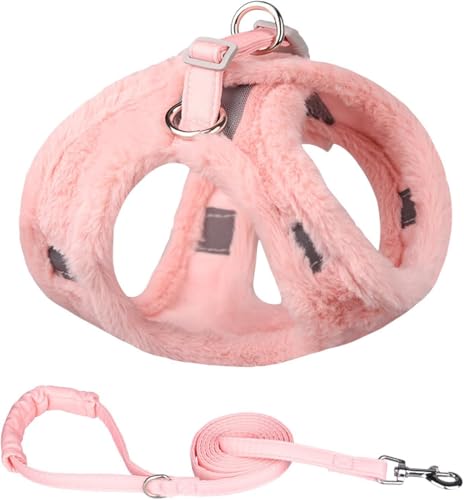 Winter Warm Dickes Fell Hundegeschirr Und Leine Set Outdoor Reflektierendes Hundegeschirr Und Leinenset Chihuahua Mops Warm Verstellbares Geschirr, A Set, XXS-Suit 0.6-1.5kg von Generic