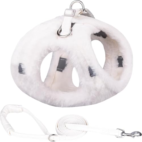 Winter Warm Dickes Fell Hundegeschirr Und Leine Set Outdoor Reflektierendes Hundegeschirr Und Leinenset Chihuahua Mops Warm Verstellbares Geschirr, White Set, XXS-Suit 0.6-1.5kg von Generic