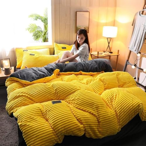 Winterbettwäsche 4er-Set - Dicker Warmer Doppelseitiger Bettbezug Samt Kristall Samtstoff, Laken Bettbezug Kissenbezug * 2, Geeignet Für 1,5-2,0 Bett, Yellow, 220 * 240cm Winterbettwäsche 4er-Set - Dicker Warmer Doppelseitiger Bettbezug Samt Kristall Samtstoff, Laken Bettbezug Kissenbezug * 2, Geeignet Für 1,5-2,0 Bett, Yellow, 220 * 240cm von Generic