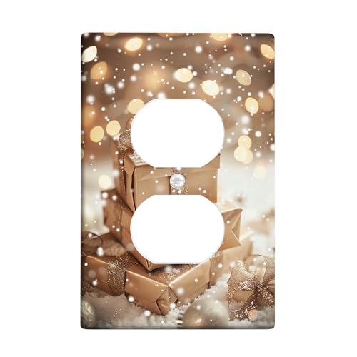 Wintergeschenk Lichtschalter-Abdeckplatten/Steckdosenabdeckungen, braunes Geschenk-Design für Urlaubsdekoration, Thermoplastische Wandplatten, Standardgröße, Einzel-Duplex-Steckdose von Generic