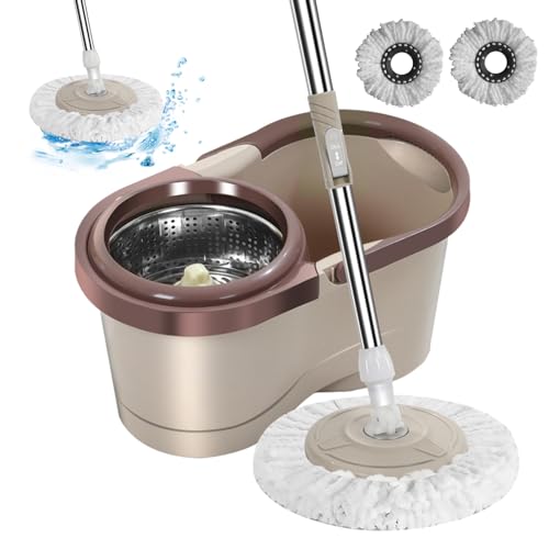 Wischmopp und Eimer Set - Wet Mop Eimer Set mit automatischer Ning - Abnehmbarer Wischkopf, Hausreiniger für Küche, Wohnzimmer, Schlafzimmer, Balkon, Arbeitszimmer Wischmopp und Eimer Set - Wet Mop Eimer Set mit automatischer Ning - Abnehmbarer Wischkopf, Hausreiniger für Küche, Wohnzimmer, Schlafzimmer, Balkon, Arbeitszimmer von Generic