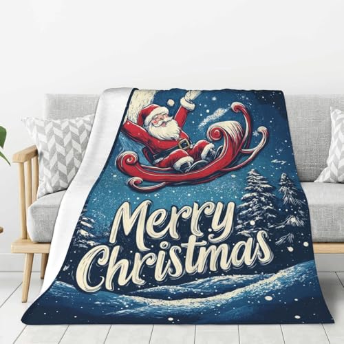 Wohndecke für Deko,Kuschelige Blanket Weihnachtsmondschlitten Poster Leichte Und Vielseitig Büro Schlafdecke S von Generic