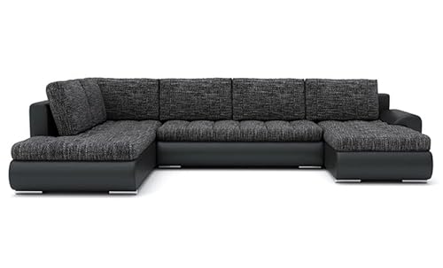 Wohnlandschaft Tokio II mit Schlaffunktion Eckcouch Bettkasten Grau Kissen, U-förmig, polstermöbel. Wohnzimmer möbel, stauraum und aufbewahrung. (LAWA 17 + Soft 11 Links), 1.2D x 3W x 0.75H m von Generic
