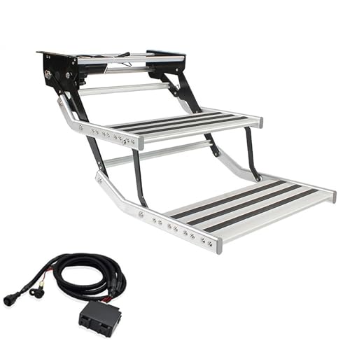 Wohnmobil Trittstufe Klappbare Trittleiter, Wohnmobiltreppe, elektrische automatische Treppe, rutschfeste Wohnmobiltreppe, LED-Licht, Reiseanhänger, 5. Räder, Wohnmobile von Generic