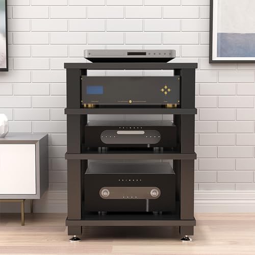 Wohnwand Modern Edelstahl-Fußpolster an der Unterseite Schallplattenständer, CD-Player Videospielkonsolen-Rack Entertainment-Komponenten-Rack(Black) von Generic
