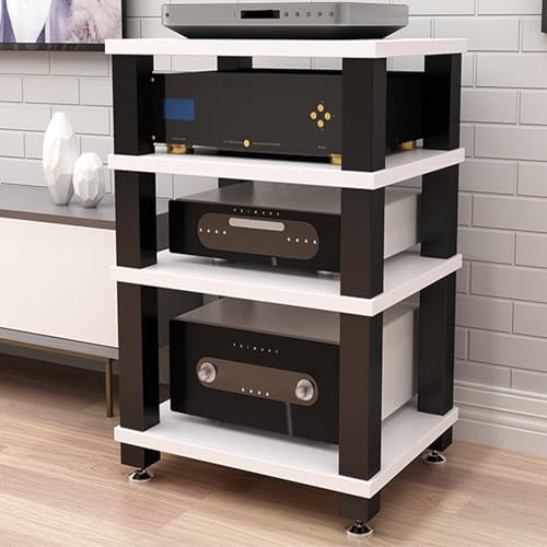 Wohnwand Modern Edelstahl-Fußpolster an der Unterseite Schallplattenständer, CD-Player Videospielkonsolen-Rack Entertainment-Komponenten-Rack(White) von Generic