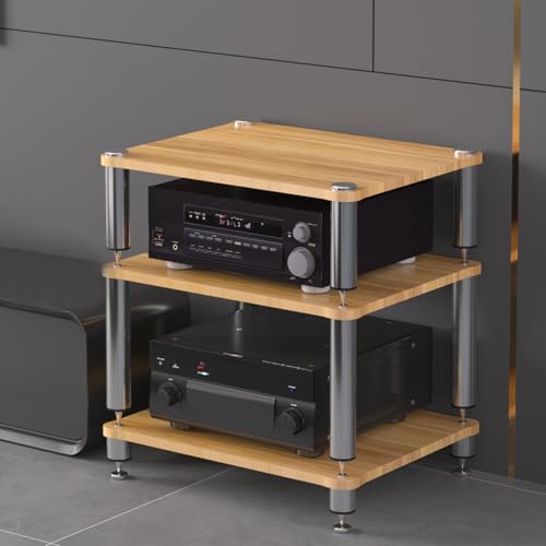 Wohnwand Wohnzimmer Das Chassis Verwendet Stoßdämpfende Nägel und Edelstahlpolster Schallplattenständer，Geeignet für Wohnzimmer Aufnahmestudio(Beige,60 * 48 * 60cm) von Generic