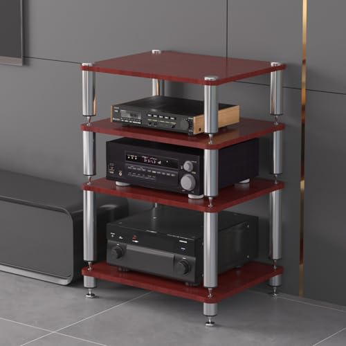 Wohnwand Wohnzimmer Das Chassis Verwendet Stoßdämpfende Nägel und Edelstahlpolster Schallplattenständer，Geeignet für Wohnzimmer Aufnahmestudio(Brown,60 * 48 * 80cm) von Generic