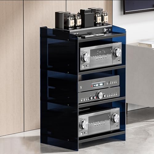 Wohnwand Wohnzimmer Höhenverstellbar HiFi Rack Cd Regals，Präsentationsständer für Geräteschränke(B,52.5 * 40 * 79.4cm) von Generic