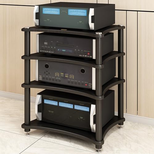 Wohnwand Wohnzimmer Mit Stoßdämpfenden Fußspikes HiFi Rack，offenes Audio-Aufbewahrungsregal(Black,60 * 48 * 85cm) von Generic