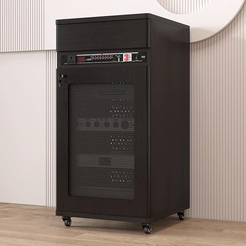 Wohnwand Wohnzimmer Verstellbare Regale Mit Universalrollen HiFi Rack，Audio Komponentenschrank，Geeignet für Konferenzräume Wohnzimmer Aufnahmestudios(Black,52 * 55 * 108cm) von Generic