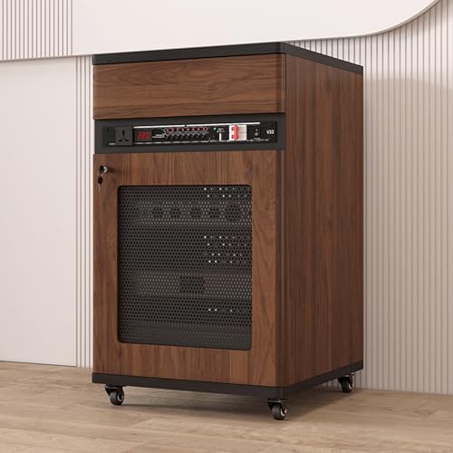 Wohnwand Wohnzimmer Verstellbare Regale Mit Universalrollen HiFi Rack，Audio Komponentenschrank，Geeignet für Konferenzräume Wohnzimmer Aufnahmestudios(Brown,52 * 55 * 90cm) von Generic