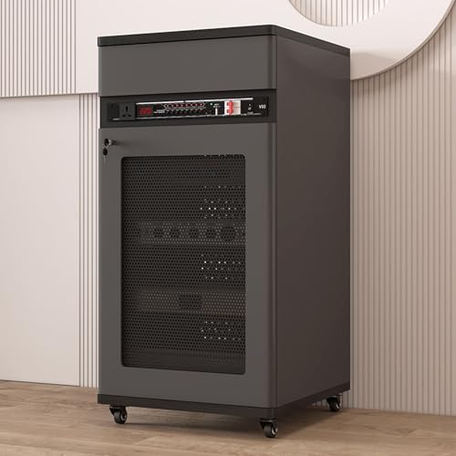 Wohnwand Wohnzimmer Verstellbare Regale Mit Universalrollen HiFi Rack，Audio Komponentenschrank，Geeignet für Konferenzräume Wohnzimmer Aufnahmestudios(Gray,52 * 55 * 108cm) von Generic