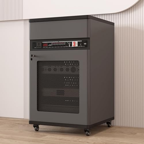 Wohnwand Wohnzimmer Verstellbare Regale Mit Universalrollen HiFi Rack，Audio Komponentenschrank，Geeignet für Konferenzräume Wohnzimmer Aufnahmestudios(Gray,52 * 55 * 90cm) von Generic