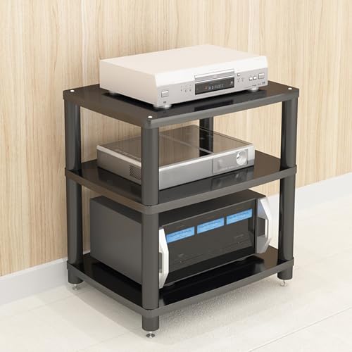 Wohnwand Wohnzimmer Wird Mit Metallfüßen und Abstandshaltern Geliefert Schallplattenständer，Geeignet für Wohnzimmer Spielzimmer und Aufnahmestudios(Black,60 * 48 * 64cm) von Generic