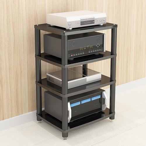 Wohnwand Wohnzimmer Wird Mit Metallfüßen und Abstandshaltern Geliefert Schallplattenständer，Geeignet für Wohnzimmer Spielzimmer und Aufnahmestudios(Black,60 * 48 * 86cm) von Generic