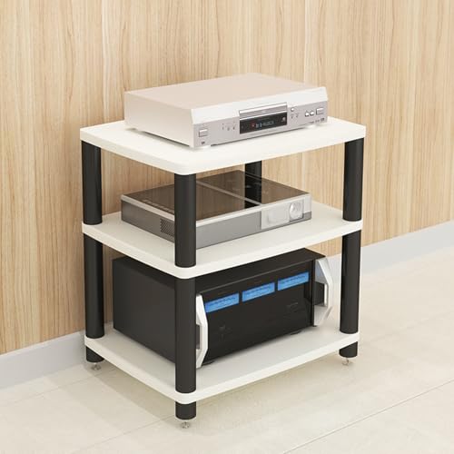 Wohnwand Wohnzimmer Wird Mit Metallfüßen und Abstandshaltern Geliefert Schallplattenständer，Geeignet für Wohnzimmer Spielzimmer und Aufnahmestudios(White,60 * 48 * 64cm) von Generic