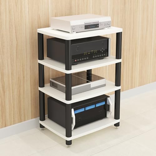 Wohnwand Wohnzimmer Wird Mit Metallfüßen und Abstandshaltern Geliefert Schallplattenständer，Geeignet für Wohnzimmer Spielzimmer und Aufnahmestudios(White,60 * 48 * 86cm) von Generic