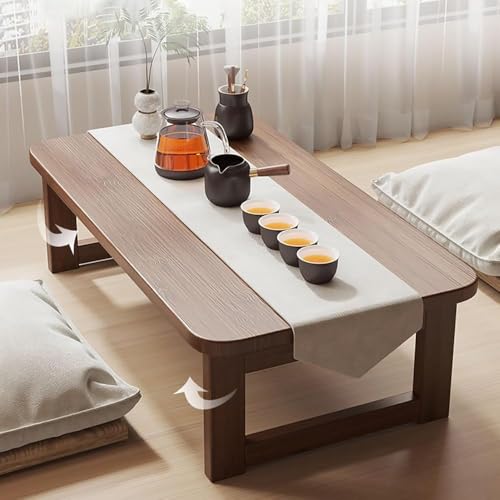 Wohnzimmer Couchtisch Tisch Niedrig Klappbar,Japanischer Bodentisch,Niedriger Couchtisch Für Sitzen Auf Dem Boden, Für Wohnzimmer, Tatami, Wohnzimmer, Balkon,(Size:23*16*10in/60*40*25cm,Color:braun) von Generic