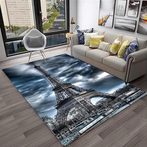 Wohnzimmer Teppich, 3D Teppich Blick Auf Den Eiffelturm In Paris, Frankreich Rutschfeste Plüsch Akzentteppiche Für Wohnzimmer Schlafzimmer Kinderzimmer Teppich Spielzimmer Teppich Für K -4Q3A-D3K0-8B2 von Generic