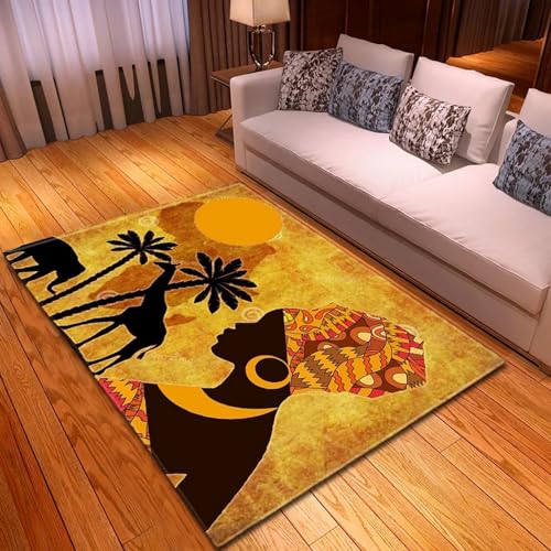 Wohnzimmer Teppich 3D Afrikanischer Frauen-Avatar 120 X 180 Cm / 47.24" X 70.86" Gedruckt Boden Matte Flanell Schwamm Große Bad Teppich Dekorative Schlafzimmer Teppich Weichen Doormat Küchentep -9X2B3 von Generic