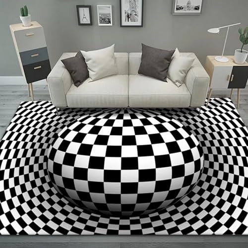 Wohnzimmer Teppich 3D Dreidimensionale Geometrische Schwarz-Weiß-Illusion 80 X 150 Cm Gedruckt Boden Matte Flanell Schwamm Große Bad Teppich Dekorative Schlafzimmer Teppich Weichen Doormat K -0H0V6R6F von Generic