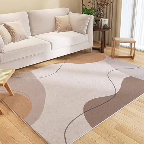 Wohnzimmer Zeitgenössische Mitte des Jahrhunderts Teppich Weicher Bereich Mit Geometrischem Kreis Minimalistisches Design Rechteckfläche Teppich(Braun,240x340cm) von Generic