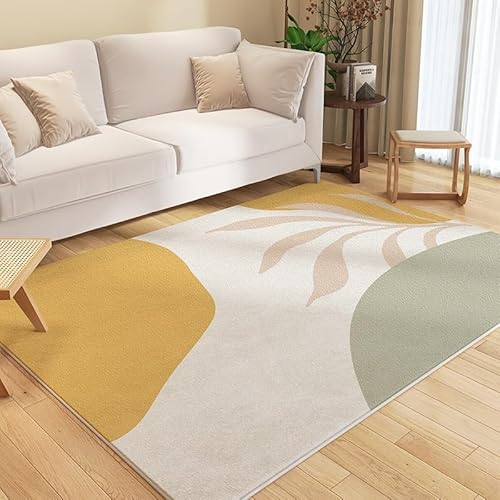 Wohnzimmer Zeitgenössische Mitte des Jahrhunderts Teppich Weicher Mit Geometrischem Kreis Minimalistisches Design Rechteckfläche Teppich(Gelb,240x340cm) von Generic