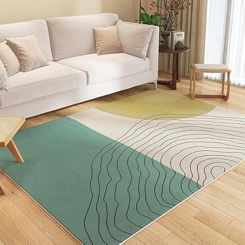 Wohnzimmer Zeitgenössische Mitte des Jahrhunderts Teppich Weicher Mit Geometrischem Kreis Minimalistisches Design Rechteckfläche Teppich(Grün,240x340cm) von Generic