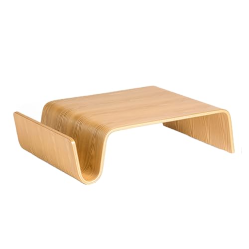 Wohnzimmertische Einteilige Form Massivholz-Bogenplatte Couchtisch mit Einzigartiger U-förmiger Aussparung Stubentisch Abgerundete Ecken Stabile Tragfähigkeit für Wohnzimmer, Balkon(Brass) von Generic