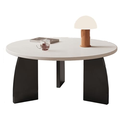Wohnzimmertische Mittelalterlicher Stil Rund Verdicktes Massivholz Couchtische Breite Tischplatte Elegante Massivholzbeine Stubentisch für Wohnzimmer, Schlafzimmer(White,80 * 42cm) von Generic