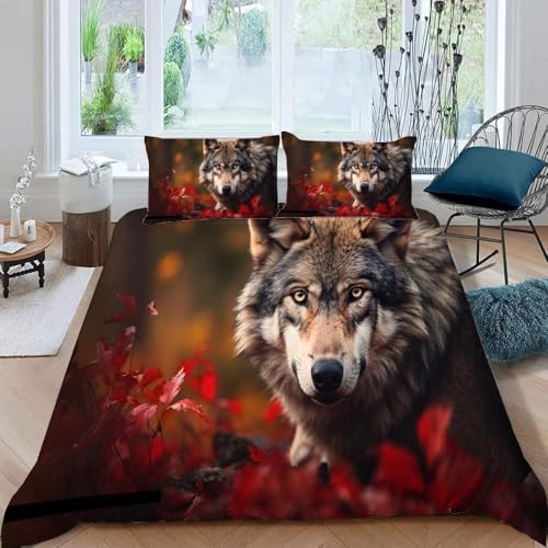 Wolf Bettwäsche 155x220 3D Drucken Wildtiere Bettwäsche-Sets Weiche Kuschelig Mikrofaser Bettbezug mit 2 Kissenbezüge 80x80 cm mit Reißverschluss b.1804 Wolf Bettwäsche 155x220 3D Drucken Wildtiere Bettwäsche-Sets Weiche Kuschelig Mikrofaser Bettbezug mit 2 Kissenbezüge 80x80 cm mit Reißverschluss b.1804 von Generic