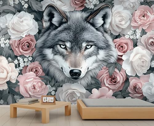 Wolf Tapete Rosen Tapete Wandbild Blumen Dekorationstapete Tierdruck Kinder Tapeten für Schlafzimmer Wohnzimmer Wandposter 300 X 240 cm Wolf Tapete Rosen Tapete Wandbild Blumen Dekorationstapete Tierdruck Kinder Tapeten für Schlafzimmer Wohnzimmer Wandposter 300 X 240 cm von Generic