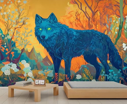 Wolf Tapeten Naturlandschaft Tapete Schlafzimmer Blumenbaum Wandbilder für Wohnzimmer Berg Dekorative Tapete Zimmer Wandbild Poster 490X350cm Wolf Tapeten Naturlandschaft Tapete Schlafzimmer Blumenbaum Wandbilder für Wohnzimmer Berg Dekorative Tapete Zimmer Wandbild Poster 490X350cm von Generic