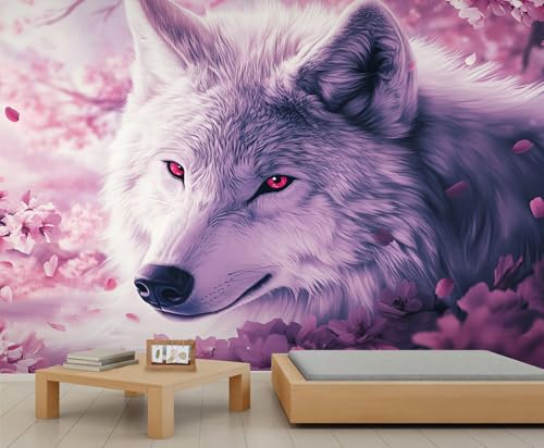 Wolf Wandbild Bunte Tapeten Rosa und Lila Blumen Tapete Tierdruck Schlafzimmer Tapete für Büro Wohnzimmer Schlafzimmer TV Hintergrund Wandbild 450 X 300 cm Wolf Wandbild Bunte Tapeten Rosa und Lila Blumen Tapete Tierdruck Schlafzimmer Tapete für Büro Wohnzimmer Schlafzimmer TV Hintergrund Wandbild 450 X 300 cm von Generic
