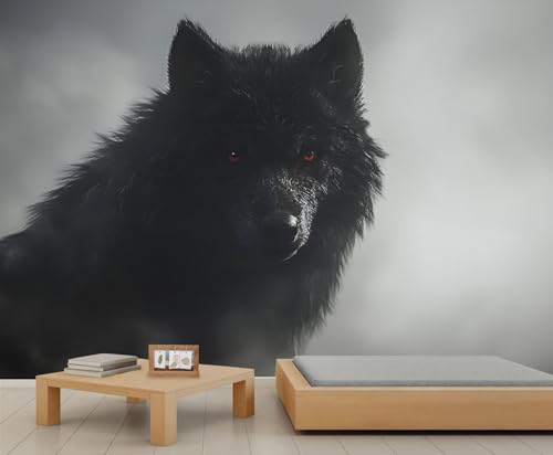 Wolf Wandbild Graue Akzenttapete Tiertapete Natur Kindertapete für Schlafzimmer Wohnzimmer Wandbild Poster Dekor 400 X 280 cm von Generic
