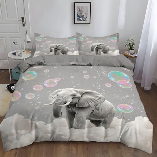 Wolkenblasen 3D Bettbezug 135 X 200 cm Tier Elefant Bettwäsche Set Mikrofaser Weiche Bettbezüge, Mit Reißverschluss Und 2 Kissenbezug 80 X 80 cm Wolkenblasen 3D Bettbezug 135 X 200 cm Tier Elefant Bettwäsche Set Mikrofaser Weiche Bettbezüge, Mit Reißverschluss Und 2 Kissenbezug 80 X 80 cm von Generic