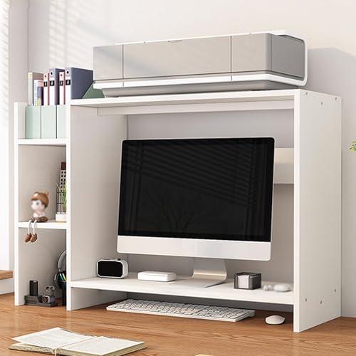 Wood Desktop Bookshelf, Open Storage Organizer Organizer Storage Rack with Monitor Stand, Display Shelf Rack for Home Office and Dorm(White,94.5x30x72) von Generic