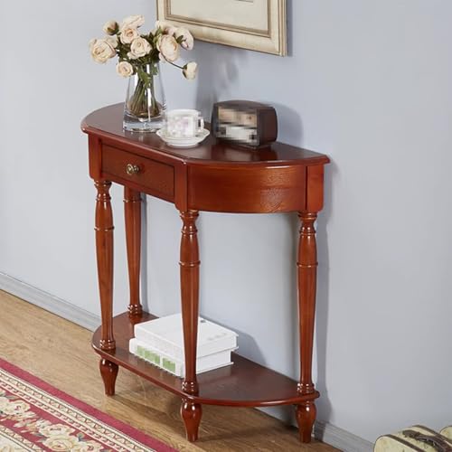 Wooden Console Table with Drawers Erhöhte Tischbeine Doppelstöckiges Ablagefach Konsolentisch mit Schubladen Schwarz Abgerundete Tischkante Geeignet für Wohnzimmer und Flure(B,90 * 30 * 80cm) von Generic