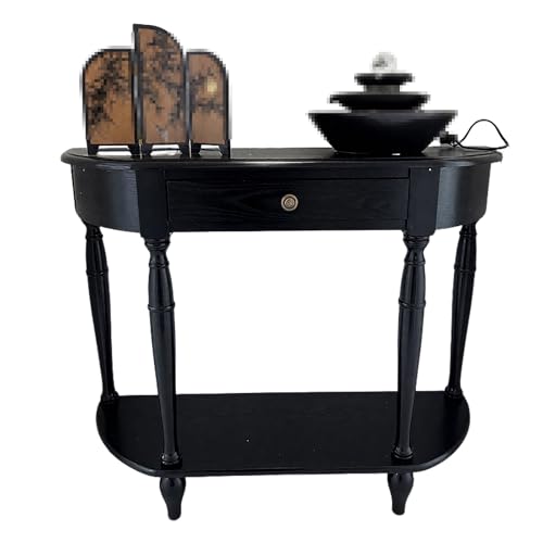 Wooden Console Table with Drawers Erhöhte Tischbeine Doppelstöckiges Ablagefach Konsolentisch mit Schubladen Schwarz Abgerundete Tischkante Geeignet für Wohnzimmer und Flure(C,120 * 30 * 80cm) von Generic