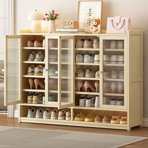 Wooden Shoe Storage Cabinet for Entryway Modern Design Shoe Cupboard 120cm Living Room Shoe Rack nizer for 1849 Pairs of Shoes Rattan Shoe Cabinet for Hallway Entryway Storage von Generic
