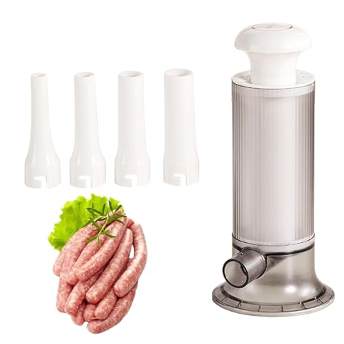 Wurstfüller Zubehör - Selbstgemachte Wurstfüller mit 4 Füllrohren, Multifunktionaler Fleischfüller, Wurstfüllwerkzeug mit Trichterrohren für Fes von Generic