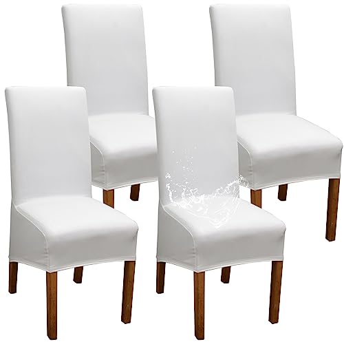 XL Stuhlhussen Wasserdicht PU Leder Stuhlbezüge Groß Stuhlbezug Universal Abnehmbarer Waschbarer Stühle Schutz (Weiß,2 Stück) von Generic