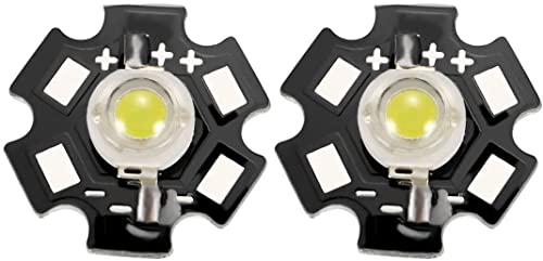 XYWHPGV 2 Stück Star Base Pure LED Lampe Lichtemitterperle, 20mm Kühlkörper, 1W, 3.0-3.7V, 350mA, Weiß(1e05b 1c720 444ec de676 32546 e1712 von Generic