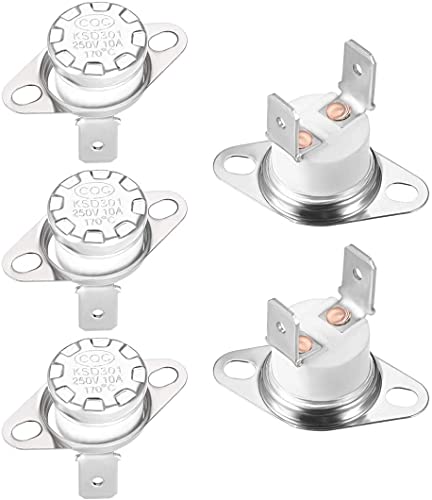 XYWHPGV KSD301 Thermostat 170 ° C / 338 ° F 10 A Normalerweise geschlossen N.C Einstellen der Schnappscheiben-Temperaturschalter für Mikrowelle, Backofen, Kaffeemaschine, Raucher 5 Stück(2a468 8f103 e von Generic