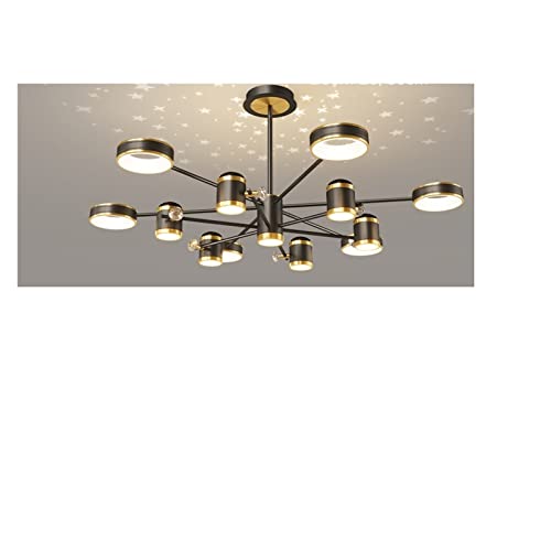 ZBZFGE Candeliers Nordic Creative Starry Deckenleuchte für Studio, Wohnzimmer, dimmbar, dekorativ, für den Innenbereich, Pendelleuchte (C Schwarz) von Generic