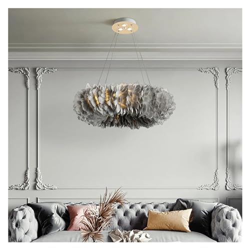 ZBZFGE LED Luxus, Gänsefedern, Leben, Esszimmer, Schlafzimmer, Wohnzimmerlampe, Romantichoma Deckenleuchte, Pendelleuchte (Grau, 40 cm) von Generic
