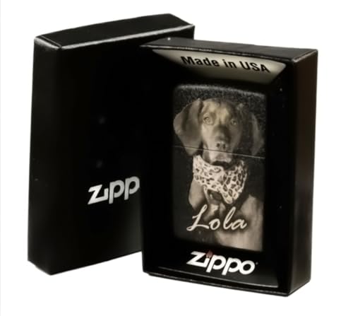 ZIPPO Regular schwarz matt mit Gravur, Feuerzeug mit Foto und Text personalisiert, graviert von Generic