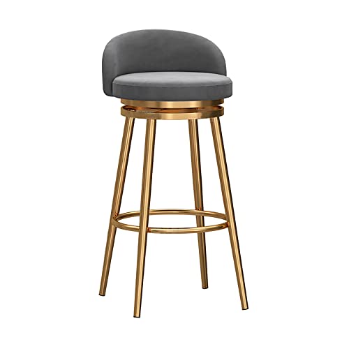 Zähler Höhe Schwenkbar Stools with Back Velvet Upholstered Seat 360° Swivel Gold Metal Legs Farmhouse Kitchen Breakfast Bar Stools Grey 65cm Height 1PCS von Generic